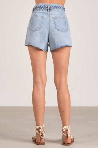 Elan - Braided Belt Denim Short