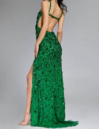 Jovani - Sequin Embellished Gown With Plunging Neckline