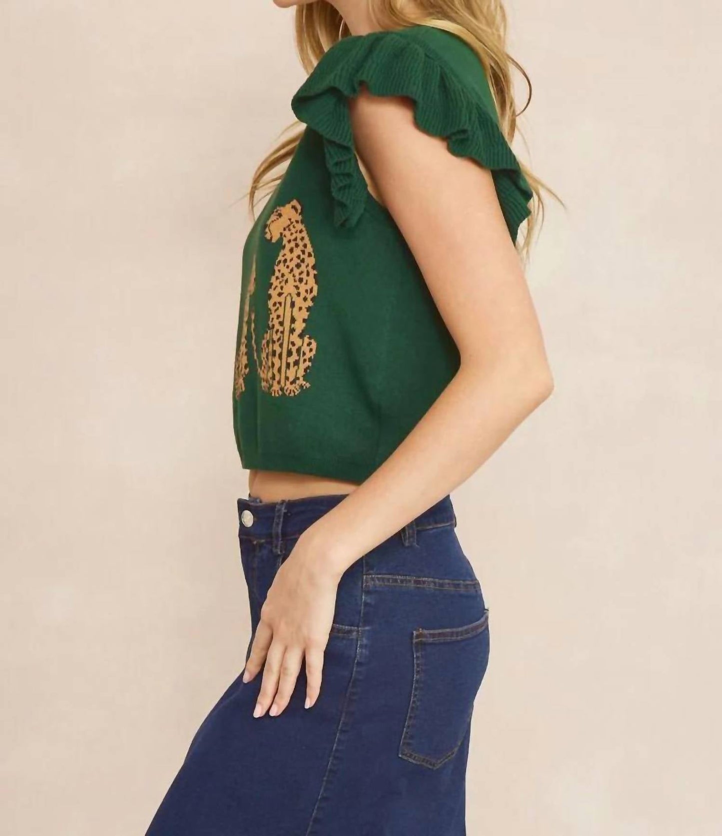 Entro - Cheetah Ruffle Sweater