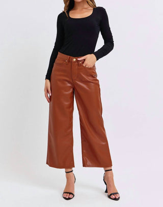 Judy Blue - Faux Leather Crop Wide Pants