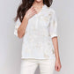 Charlie B - Embroidered Cotton Half-button Blouse