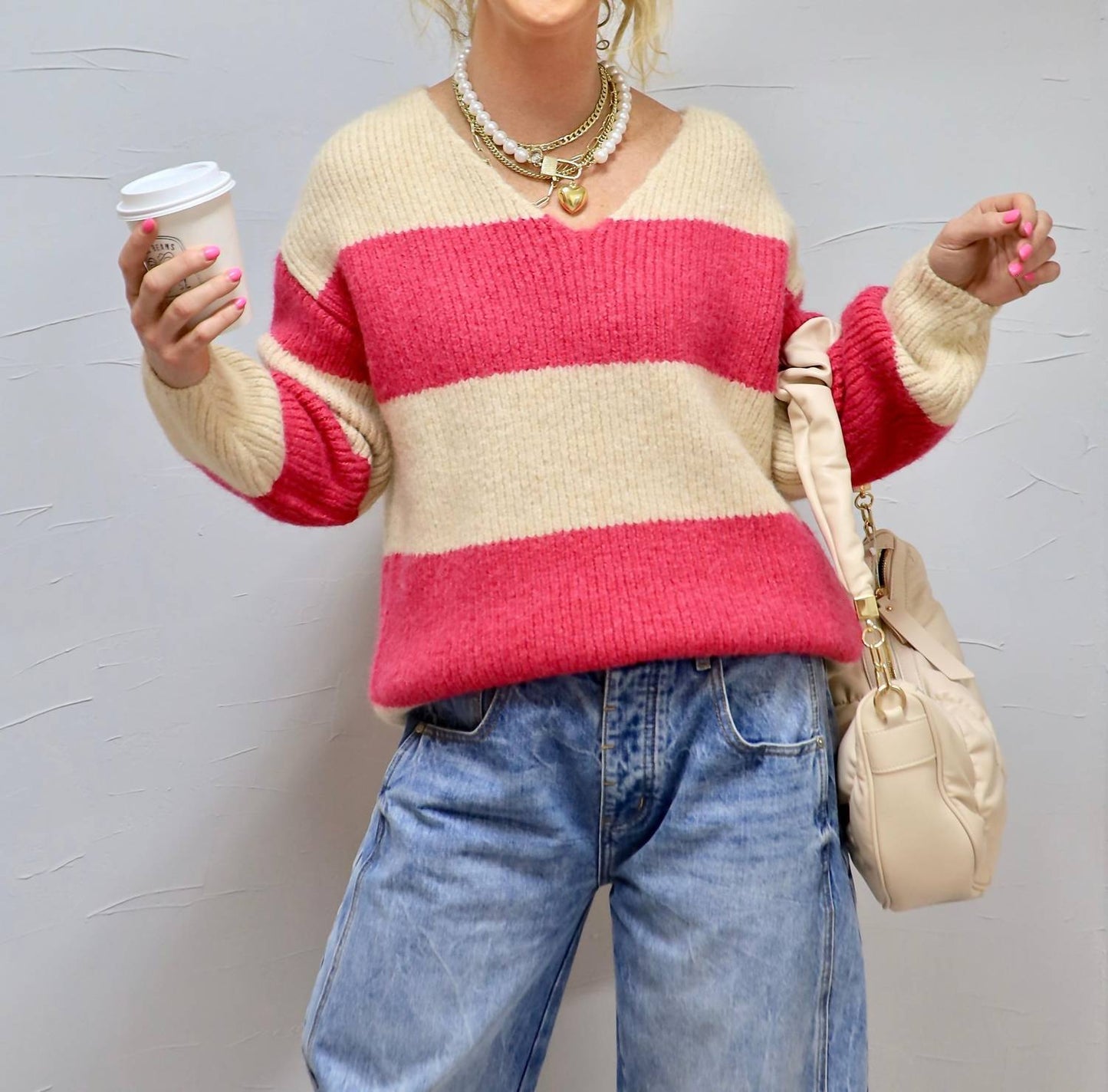 Endless Rose - Fuzzy And Striped Sweater