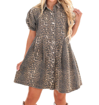 Entro - Leopard Denim Mini Dress