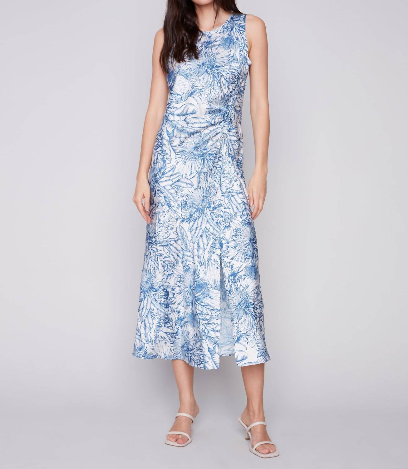 Charlie B - Sleeveless with Rushed Drawstring Dress