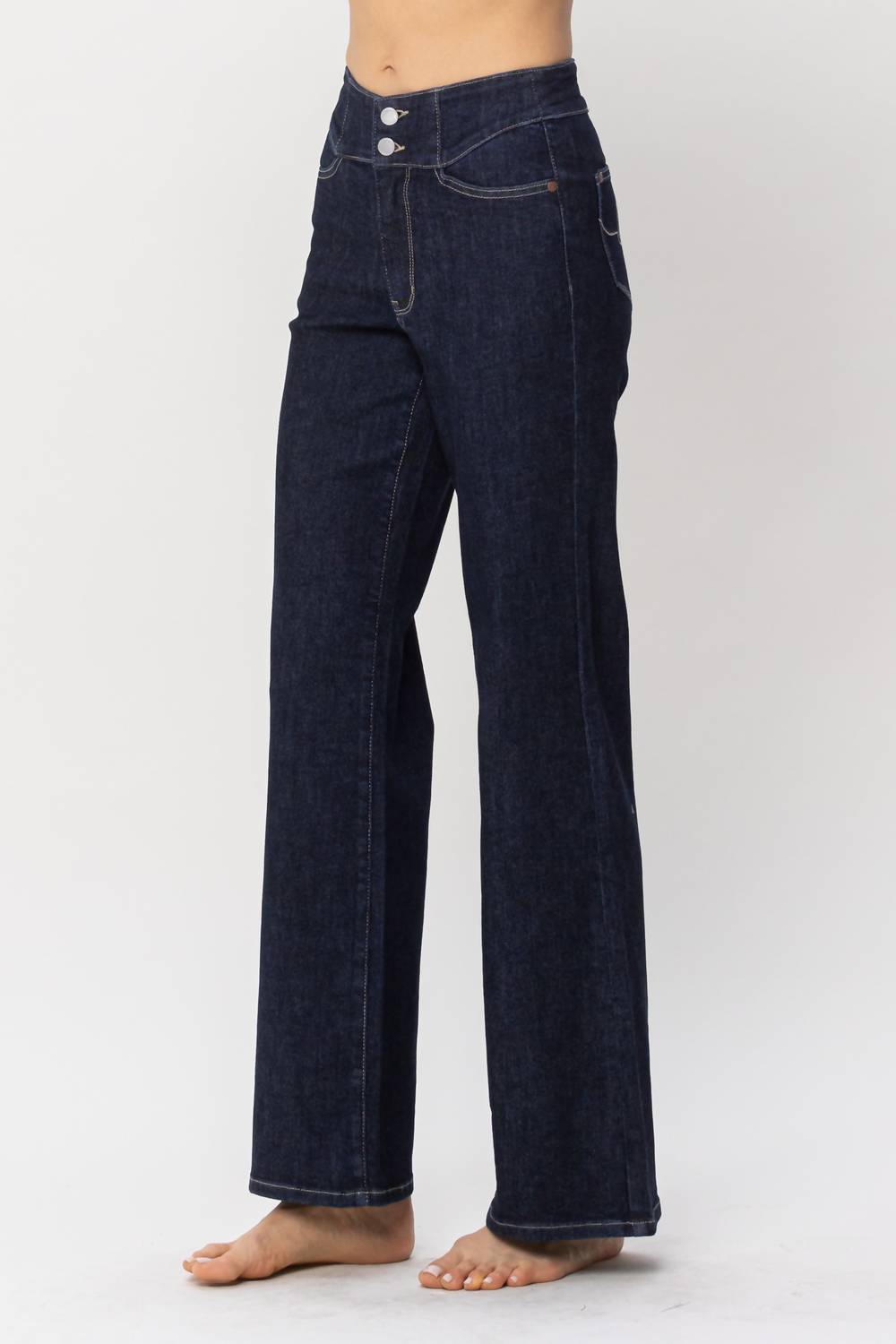Judy Blue - Geometric Waistband Wide Leg Jean