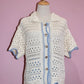 Aaron & Amber - Button Down Wave Trim Collared Sweater