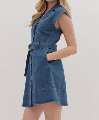 Entro - Cap Sleeve Belted Mini Dress