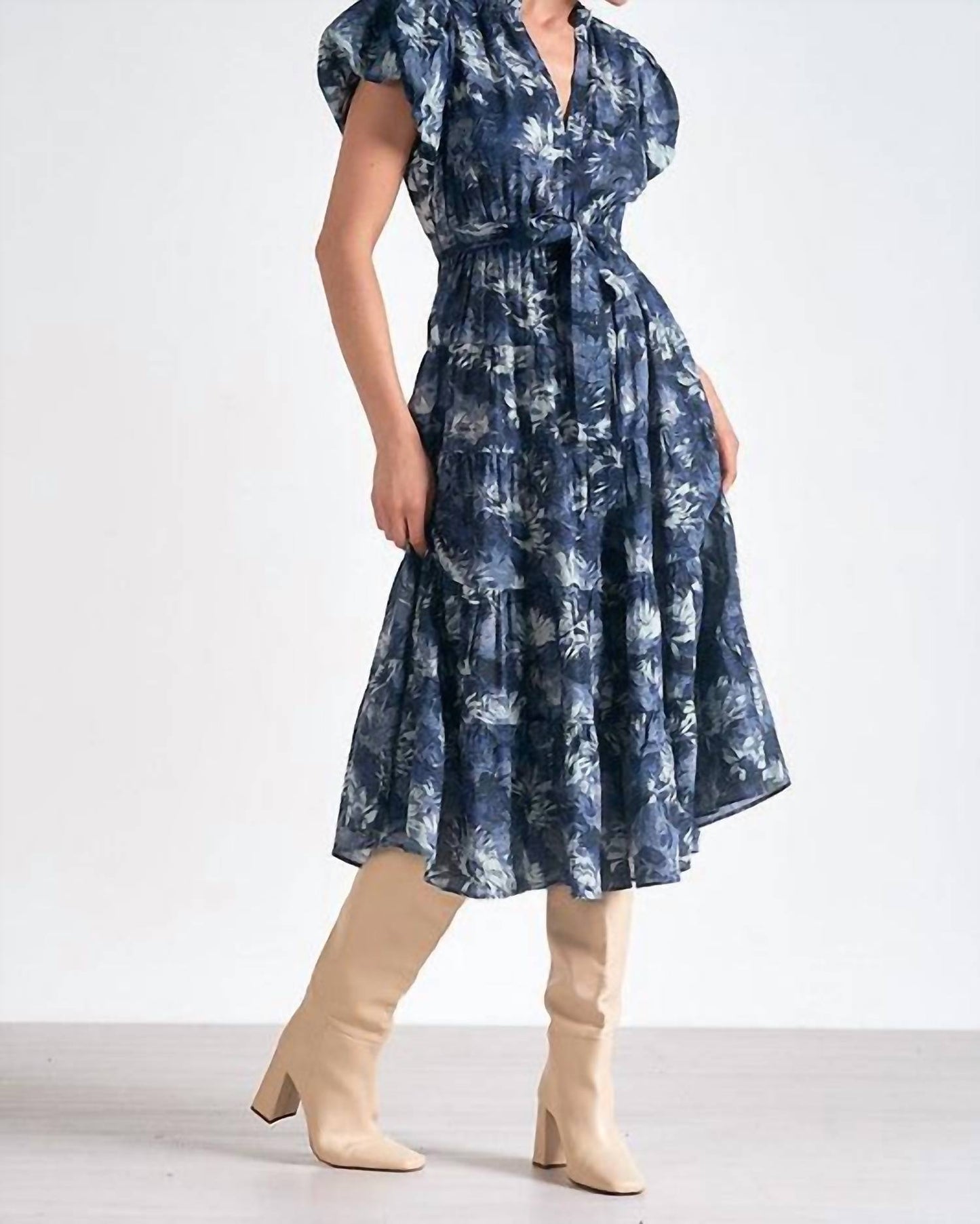 Elan - Bubble Sleeve Floral Dress