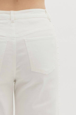 Entro - Pearl Detail Wide Leg Pants