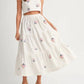 Mable - Madison Embroidered Crop Top And Midi Skirt Set