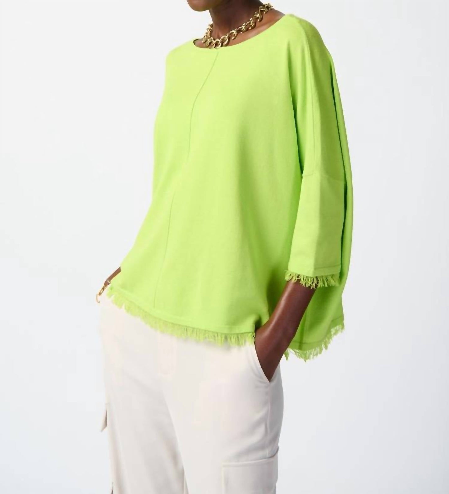 Joseph Ribkoff - Soft Knit Poncho with Fringes