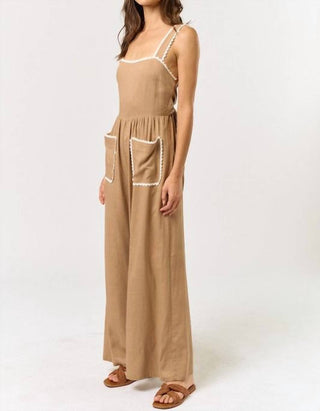 Lalavon - Laid-Back Charm Lace Trim Jumpsuit