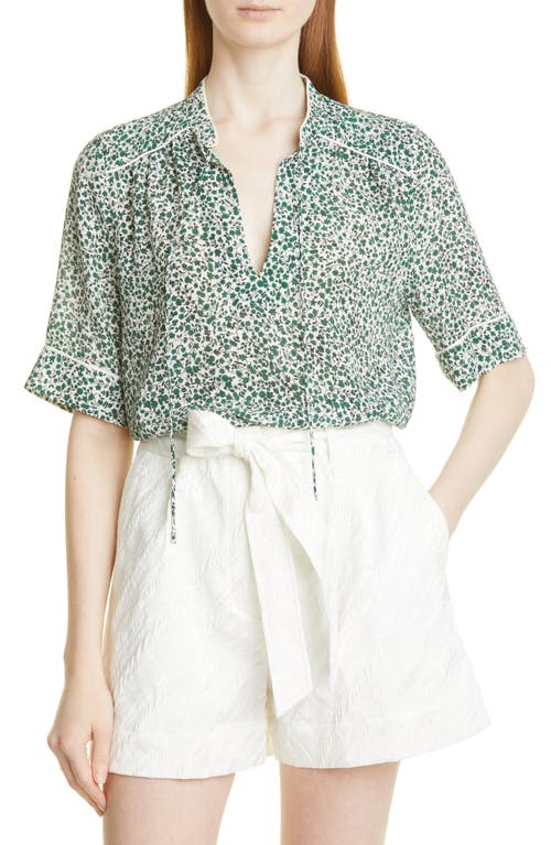 Baum und Pferdgarten Molly Floral Print Blouse in Ink Petite Fleur Green, Size 8 Us