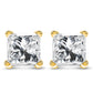 IGI Certified 14k Yellow Gold 1/3 Cttw 4-Prong Set Princess-Cut Solitaire Diamond Push Back Stud Earrings (Q-R Color, I1-I2 Clarity)