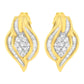 10K Yellow Gold 1/3 cttw Round-Cut Diamond Cluster and Swirl Stud Earrings (J-K Clarity, I2-I3 Color)