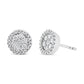 14K White Gold 1.0 Cttw Brilliant-Cut Diamond Halo-Style Cluster Round Button Stud Earrings (H-I Color, I1-I2 Clarity)