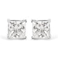14K White Gold 1 1/2 Cttw Clarity Enhanced Princess Cut Diamond Solitaire Stud Earrings (I-J Color, I1-I2 Clarity)