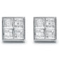 14K White Gold 1/2 Cttw Princess Diamond Composite Box Shape Milgrain Stud Earrings (H-I Color, SI1-SI2 Clarity)