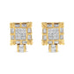14K Yellow Gold 7/8 Cttw Princess and Baguette-Cut Diamond Square Framed Huggie Hoop Omega Earrings (H-I Color, SI1-SI2 Clarity)