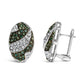 14K White Gold 2.00 Cttw White and Treated Blue Diamond Oval Shield Omega Back Earrings (H-I Color, SI1-SI2 Clarity)