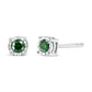 Sterling Silver Rose Cut Treated Green Diamond Solitaire Stud Earrings (0.25 cttw, Green Color, I2-I3 Clarity)