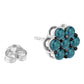 Sterling Silver Treated Blue Diamond Floral Stud Earrings (1 cttw, Blue Color, I2-I3 Clarity)