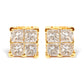 10K Yellow Gold 3/4 Cttw Invisible Set Princess-Cut Diamond Composite Square Stud Earrings (I-J Color, I2-I3 Clarity)