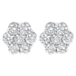 Sterling Silver 2 cttw Floral Composite 7 Stone Diamond Stud Earring (I-J, I1-I2)