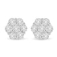 14K White Gold 3 cttw Prong Set Round-Cut Diamond Floral Cluster Stud Earring (I-J Color, SI1-SI2 Clarity)