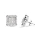 10K White Gold 1 1/10 Cttw Princess Diamond Composite and Halo Stud Earrings (I-J Color, I1-I2 Clarity)