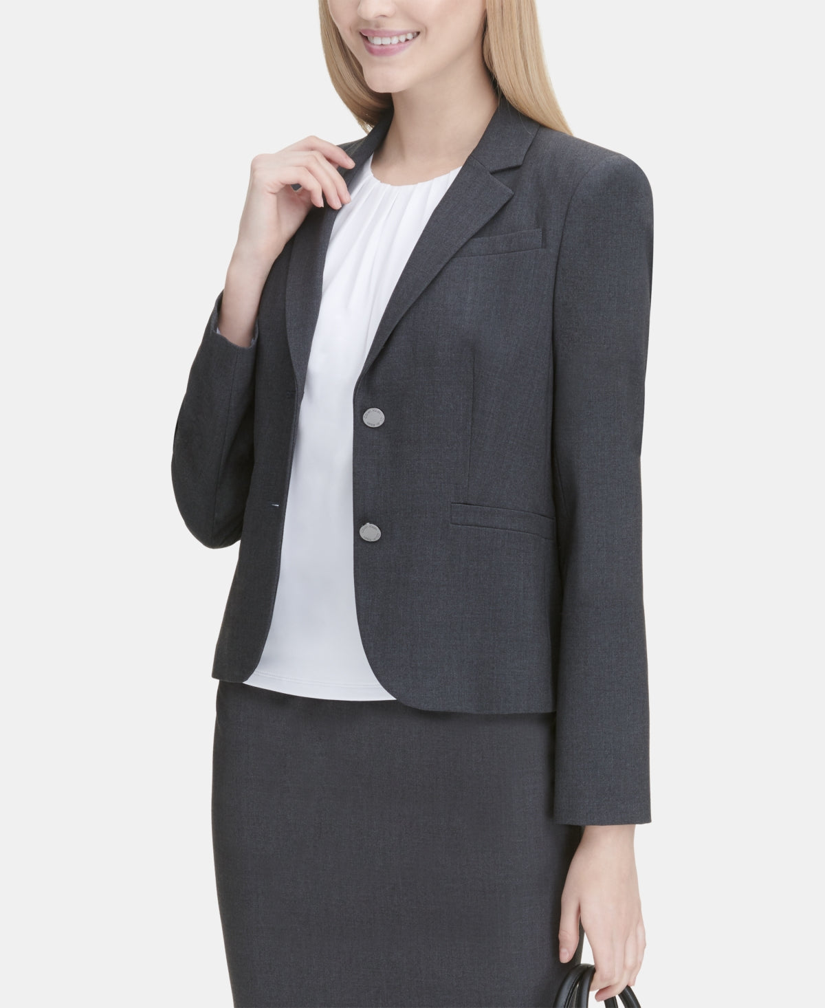 Calvin Klein Women's Two Button Blazer Gray Size 14