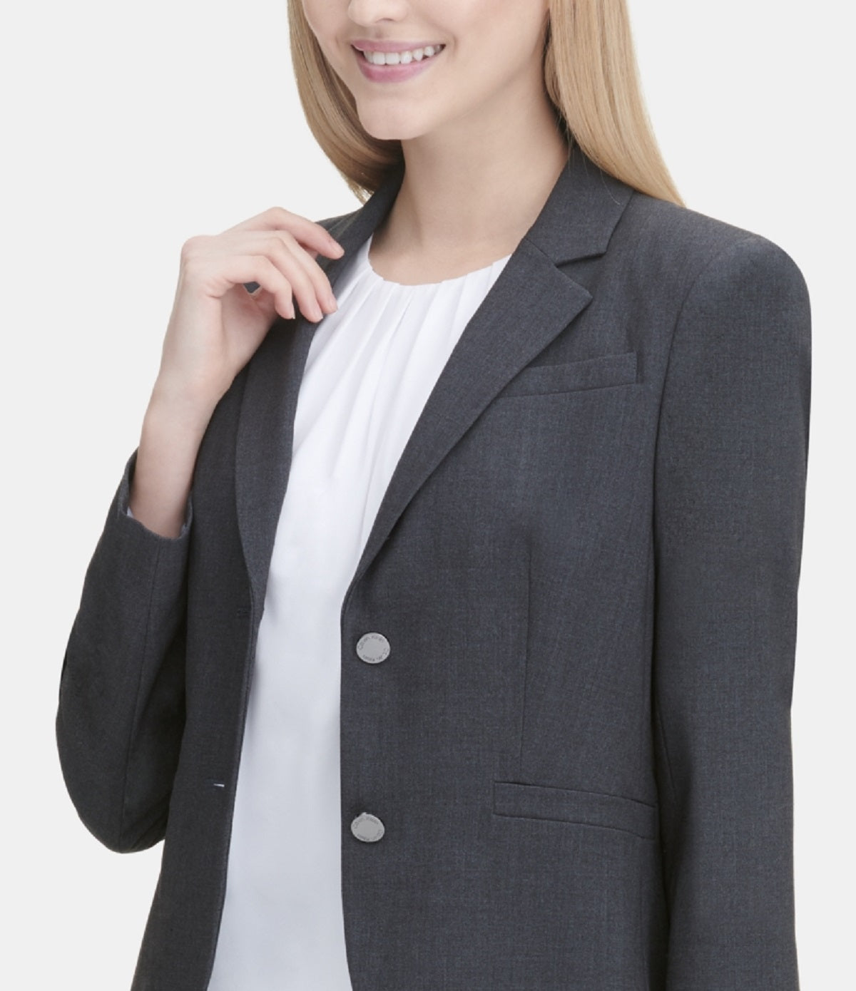 Calvin Klein Women's Two Button Blazer Gray Size 14