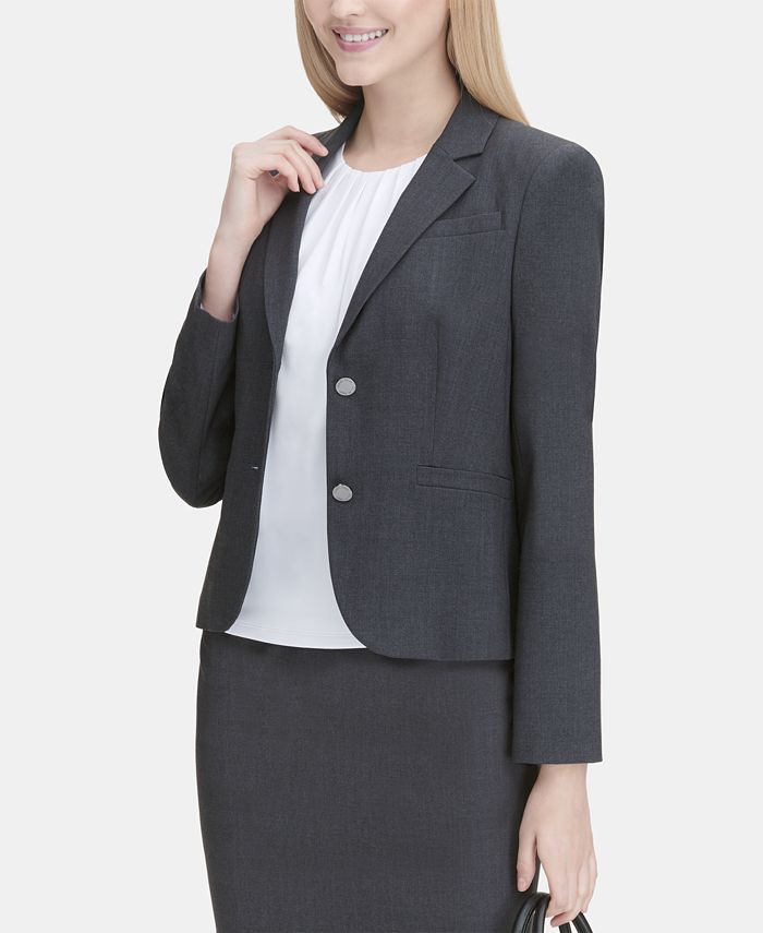Calvin Klein Women's Two Button Blazer Gray Size 12