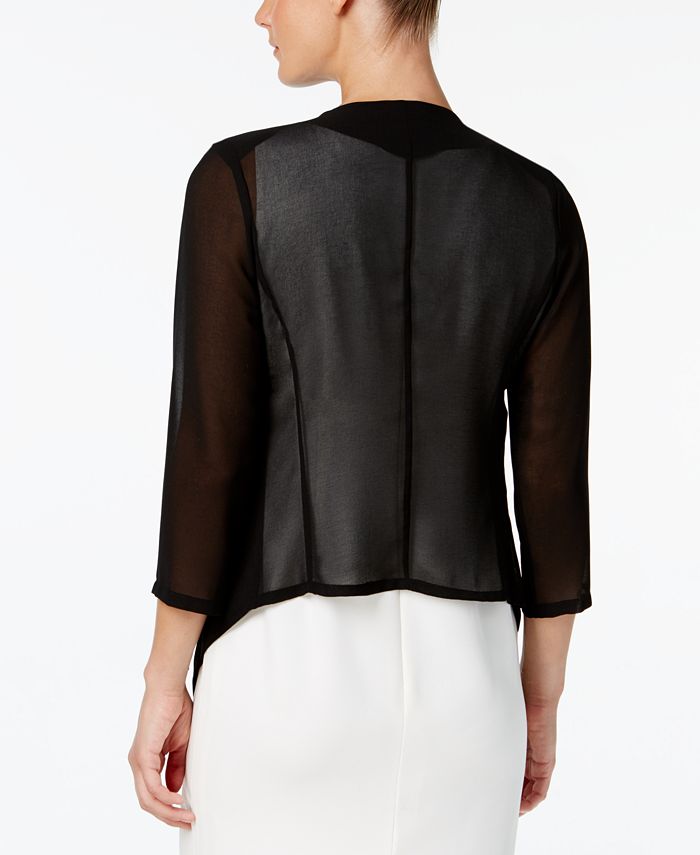 Calvin Klein Women's Illusion Sleeve Draped Cardigan Black Size Small