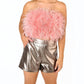 Buddylove - FANCY STRAPLESS FEATHER CROP TOP
