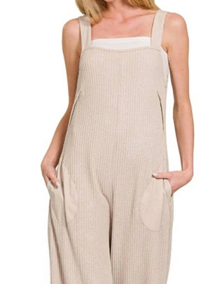 Trendsi - Zenana Knit Waffle Wide Leg Overalls