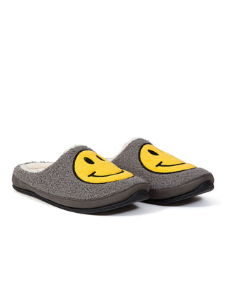 Deer Stags Men's Smiley Face Cushioned Round Toe Slip On Slippers Gray Size 11 M