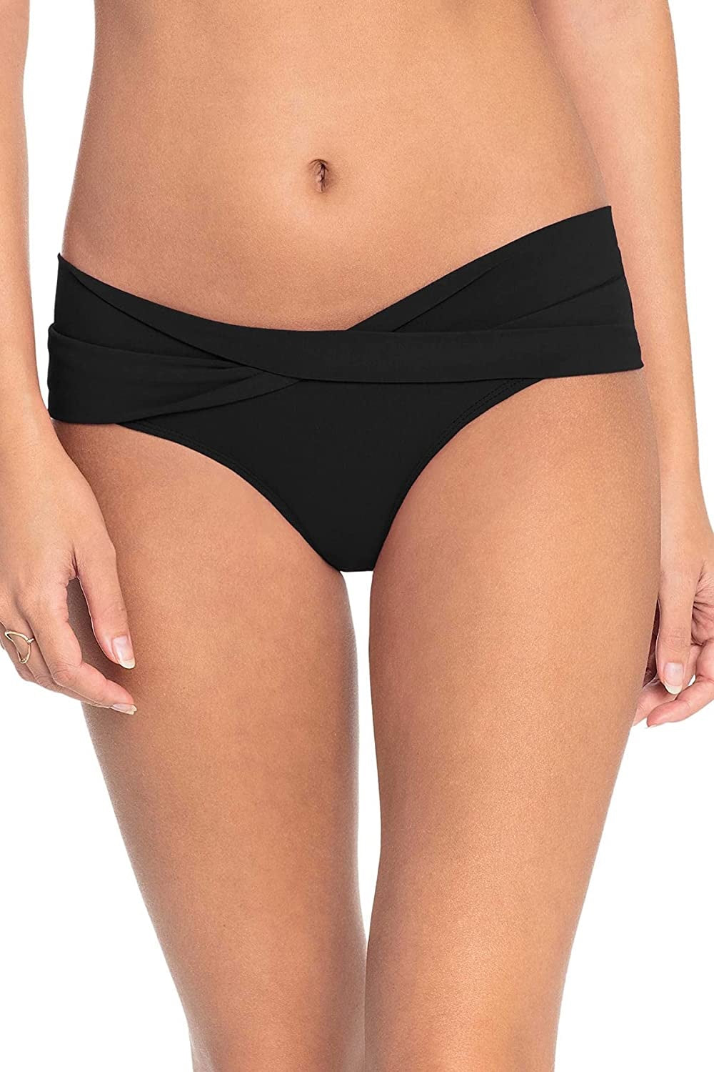Robin Piccone Women's  Ava Twist Hipster Bikini Bottoms In Black Size Medium Black Size M