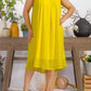 Karen T Design - Sleeveless A-line Midi Dress With Floral Detail