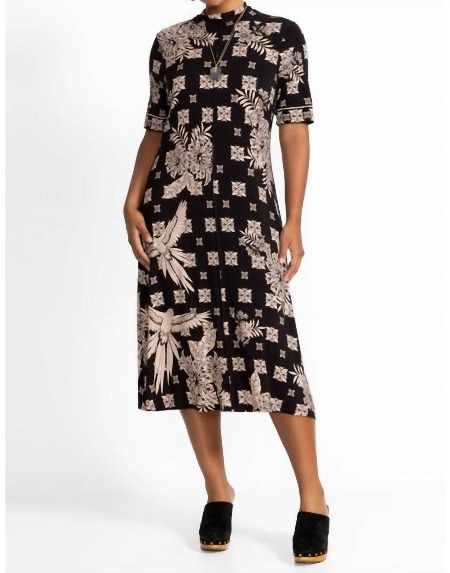 Johnny Was - WOMEN'S JANIE FAVORITE SHORT SLEEVE SEAMED MOCK NECK DRESS PLUS