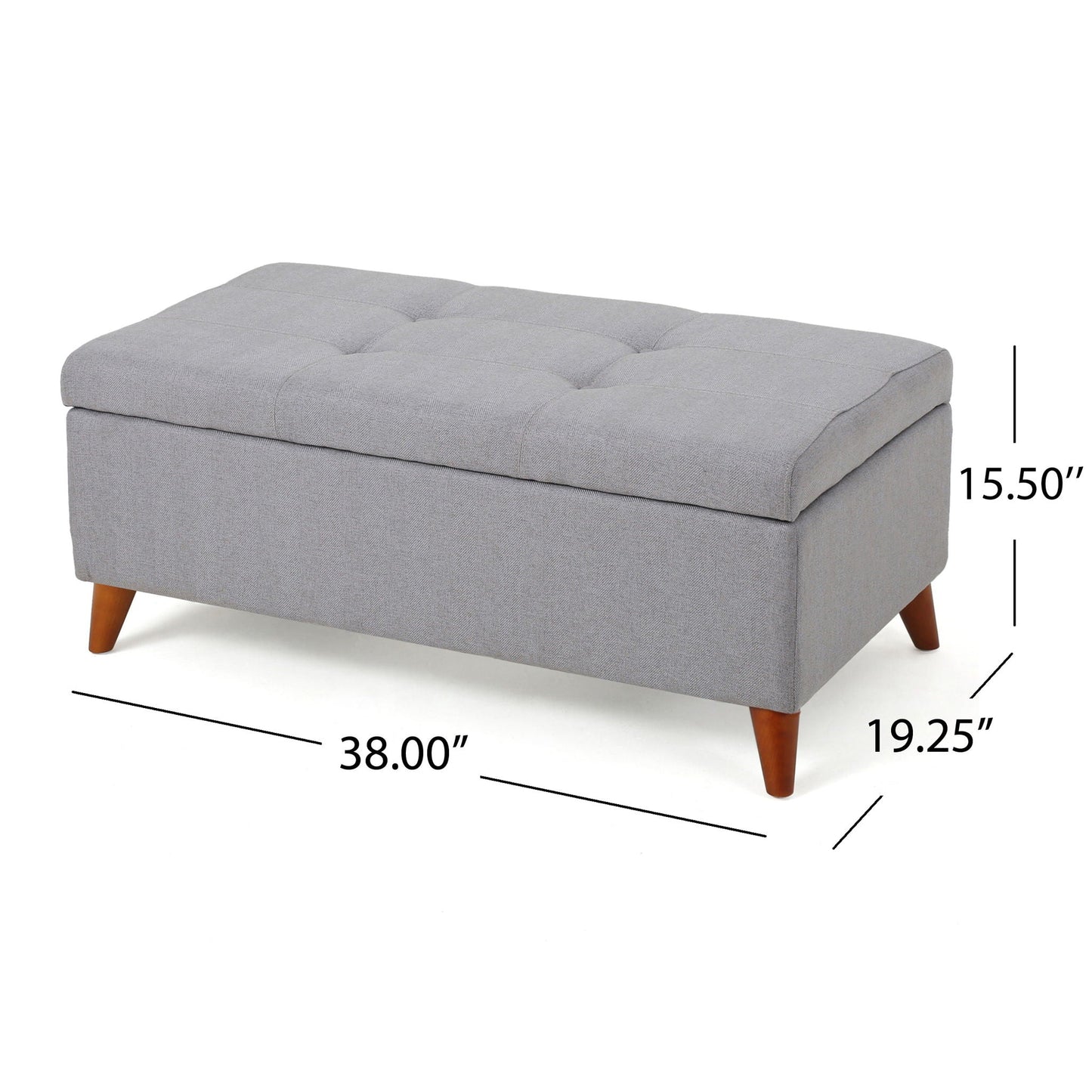 Kinetics Upholstered Storage Ottoman With Lift-Top And Button Tufted Seat - Light Gray