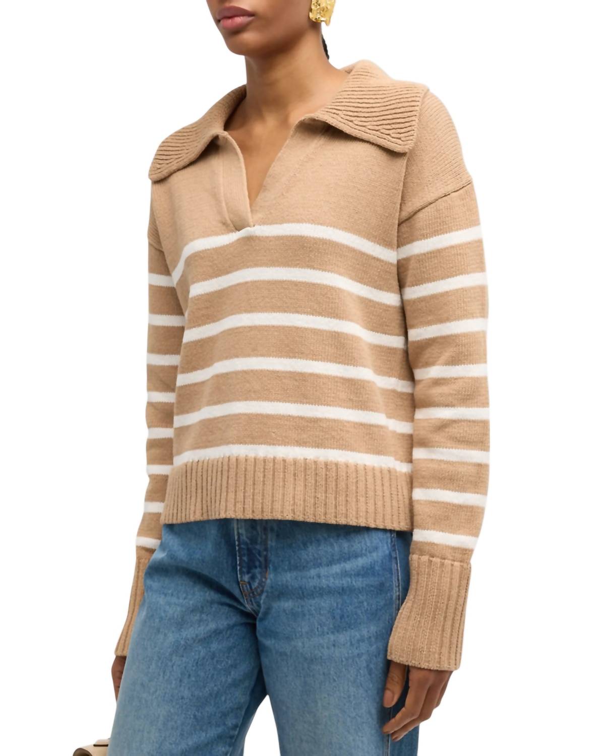 Veronica Beard - Jovie Striped Polo Pullover Sweater