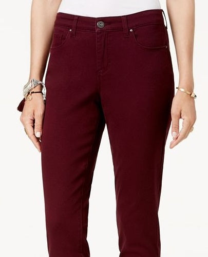 Style & Co Women's Curvy Fit Skinny Jeans Wine Size 14