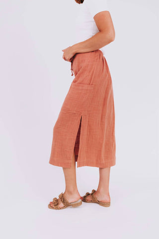 Wishlist - Braided Drawstring Linen Skirt