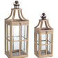 Modern Wood Lantern with Curved Top (Set of 2)