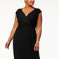 NY Collection Women's Plus Ruched Empire Maxi Dress Black Size 1X