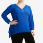 NY Collection Women's Plus Triple Ring Sharkbite Hem Top Blue Size 2X