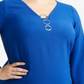 NY Collection Women's Plus Triple Ring Sharkbite Hem Top Blue Size 2X