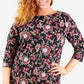 NY Collection Women's Plus Jacquard Knit Shift Dress with Necklace -Black/Wine Size 2X