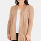 NY Collection Women's Pleated Open Front Cardigan Brown Size Petite X-Large